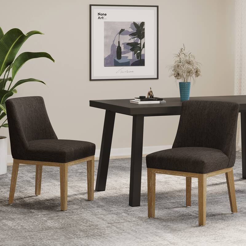 Modern Set of 2 Dining Chairs with Fabric Cushioned Seat Backrest, Solid Wood Frame for Dining Room Living Room and Bedroom