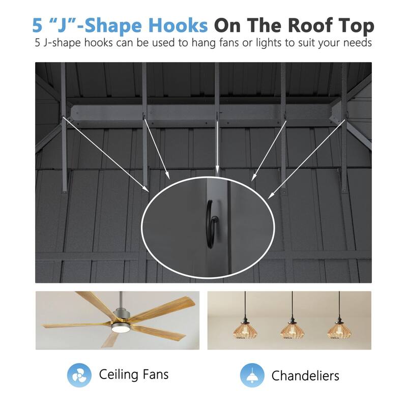 VEIKOUS Aluminum Double Hardtop Gazebo Pergola for Patio, Lawn, and Garden with Removable Netting