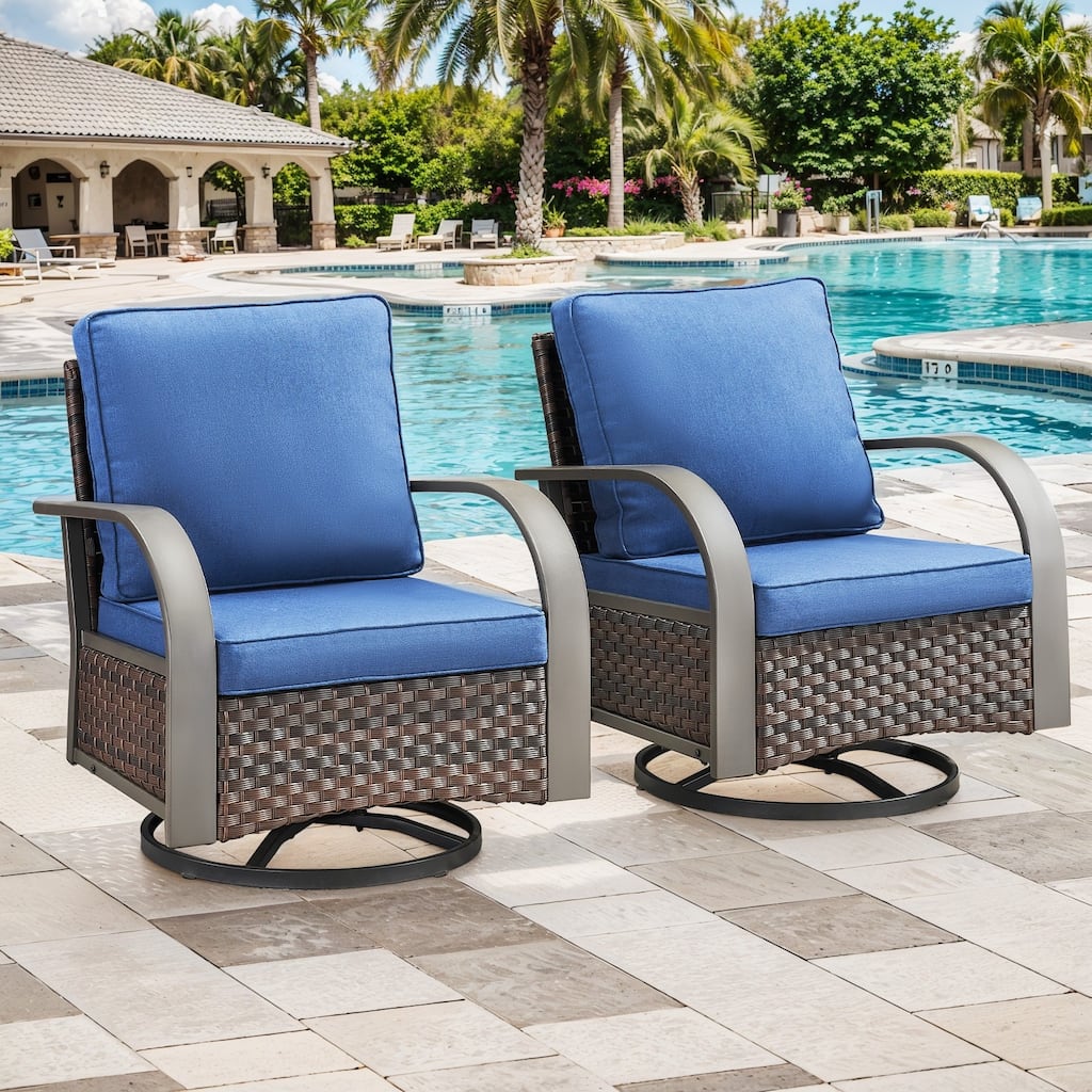 2 Pieces Outdoor Swivel Rocking Chairs