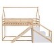 preview thumbnail 6 of 13, Natural Twin House Bunk Bed with Slide and Storage Staircase for Kids