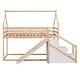 preview thumbnail 9 of 21, Wood Twin over Twin Bed House Roof Frame Loft Bunk Bed with Slide and Storage Staircase 2-in-1 Frame House-shaped Bed Frame