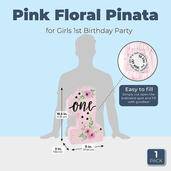 Pinata Number 1, Floral 1st Birthday Party Supplies (16.5 x 11 x 3 In) -  Bed Bath & Beyond - 33034869