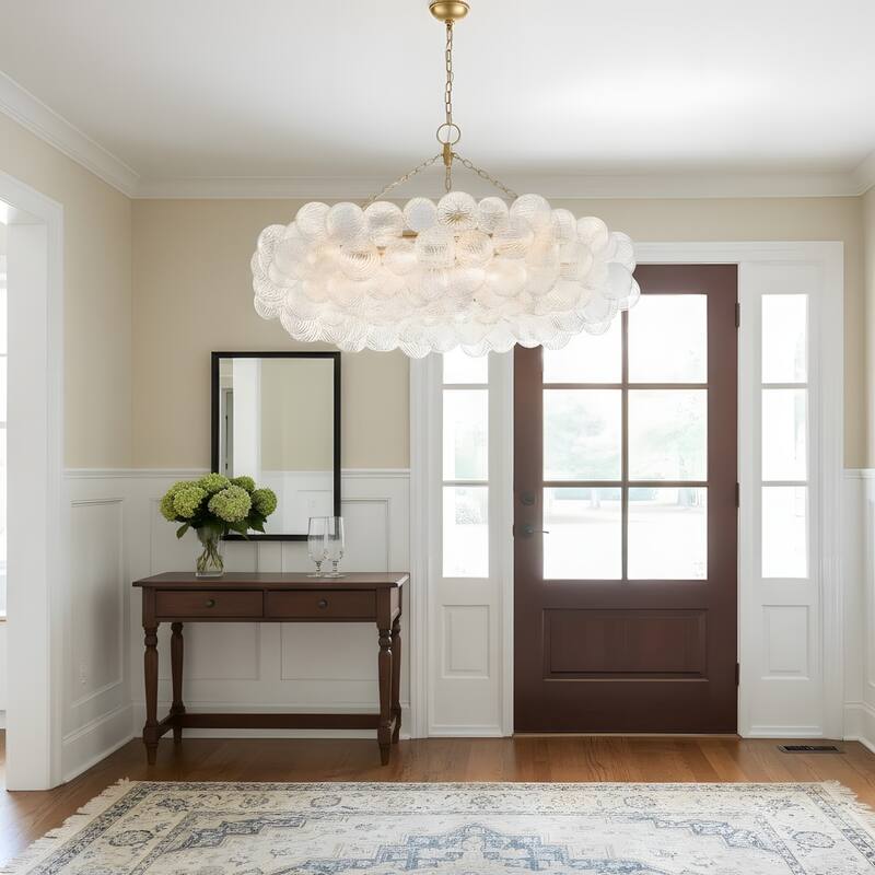 Gold Bubble Ball Chandelier, LED Pendant Light with Glass Globes