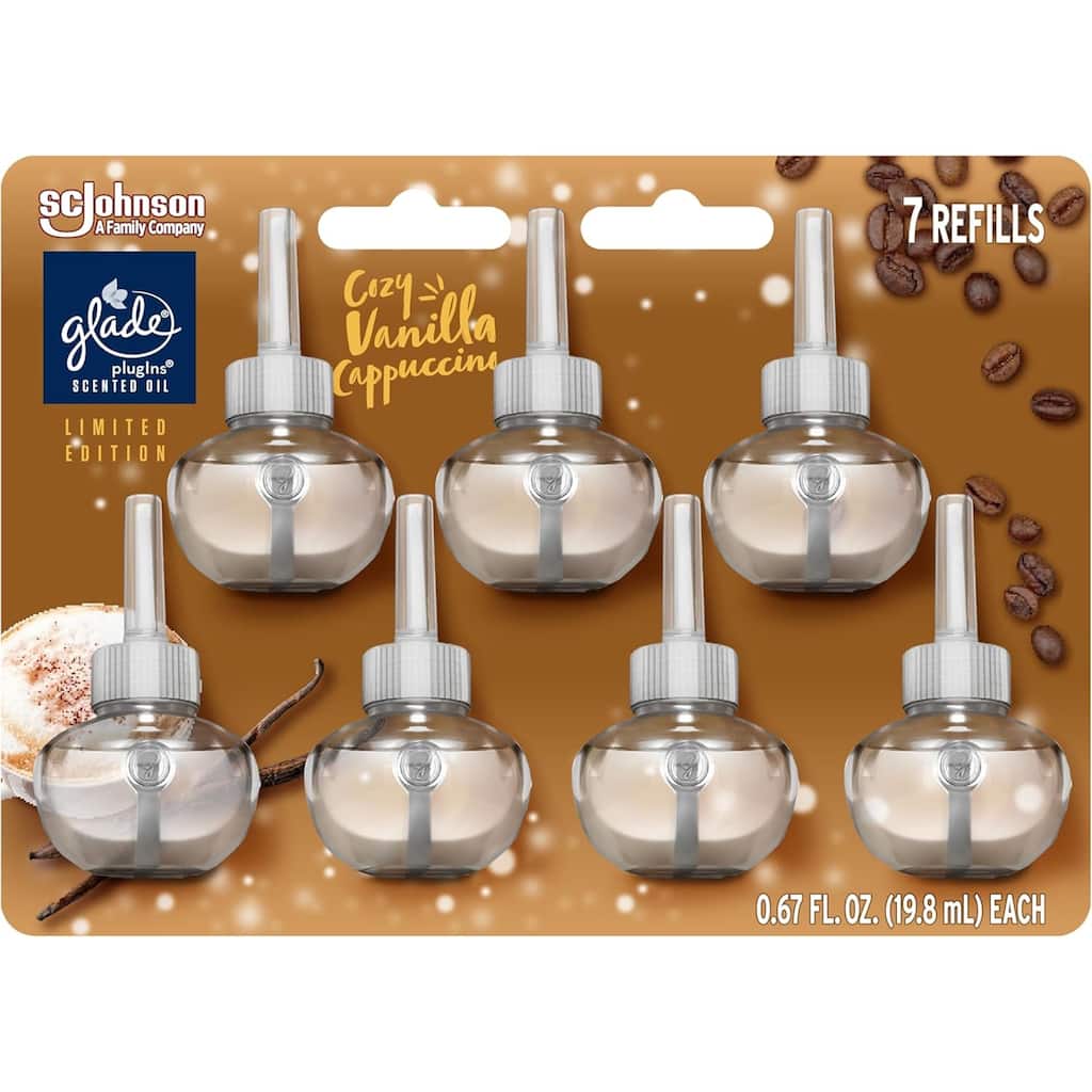 Glade PlugIns Refills Air Freshener, Cozy Vanilla Cappuccino, 4.69 Fl Oz, 7 Count