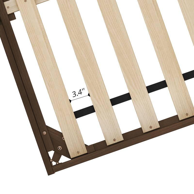 Solid Wood Panel Platform Bed with Headboard