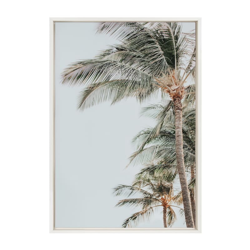 Kate and Laurel Sylvie Palm Trees Framed Canvas by Alicia Abla - 23x33 - Plastic - White
