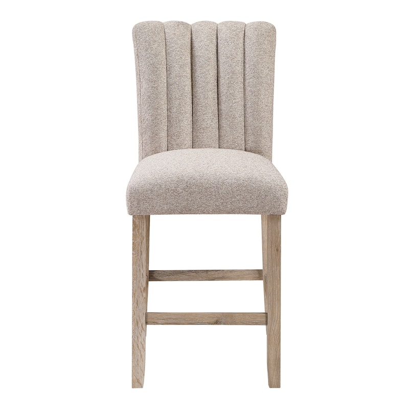 Vhong Beige Bar Stools Set of 2 Modern Rubberwood Bar Height Stools with Foam Cushion - Beige