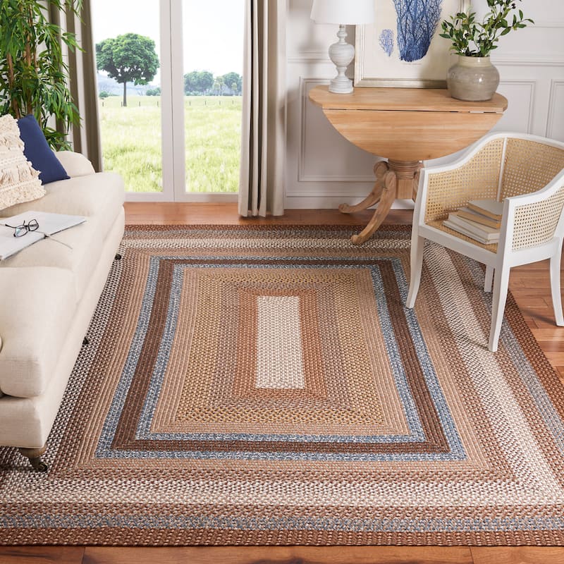 SAFAVIEH Handmade Braided Tomislava Country Rug - 7' Square - Brown/Multi