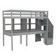 preview thumbnail 19 of 17, Gray Twin Size Solid Wood Loft Bed with Storage Staircase, Desks, and Shelves