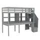 preview thumbnail 19 of 36, Wooden Twin Size Bed High Loft Platform Bed Frame with Storage Stairs , Double Desks and Shelves for Kids Bedroom