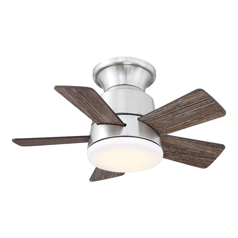 24" Brushed Nickel Wooden Small Hugger Ceiling Fan with Light