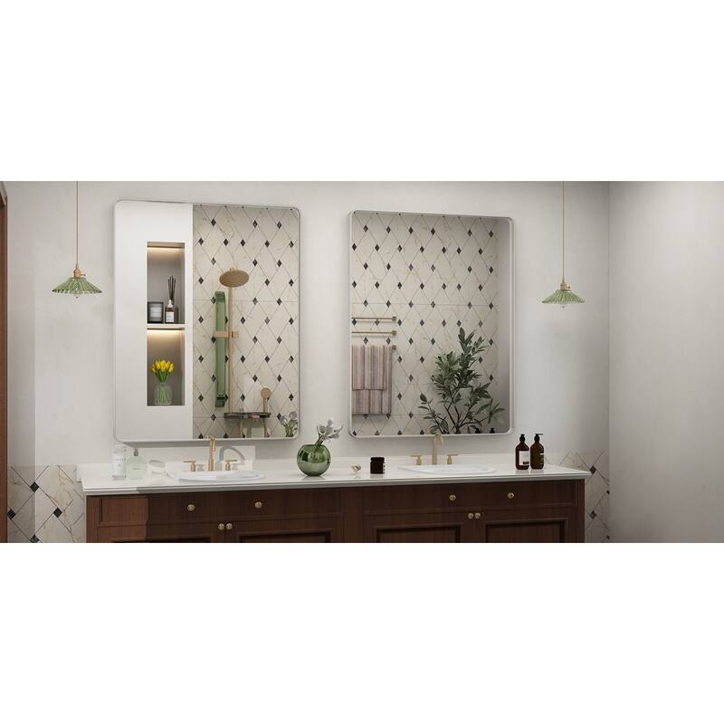 Modern Metal Frame Wall Mounted Bathroom Vanity Mirror