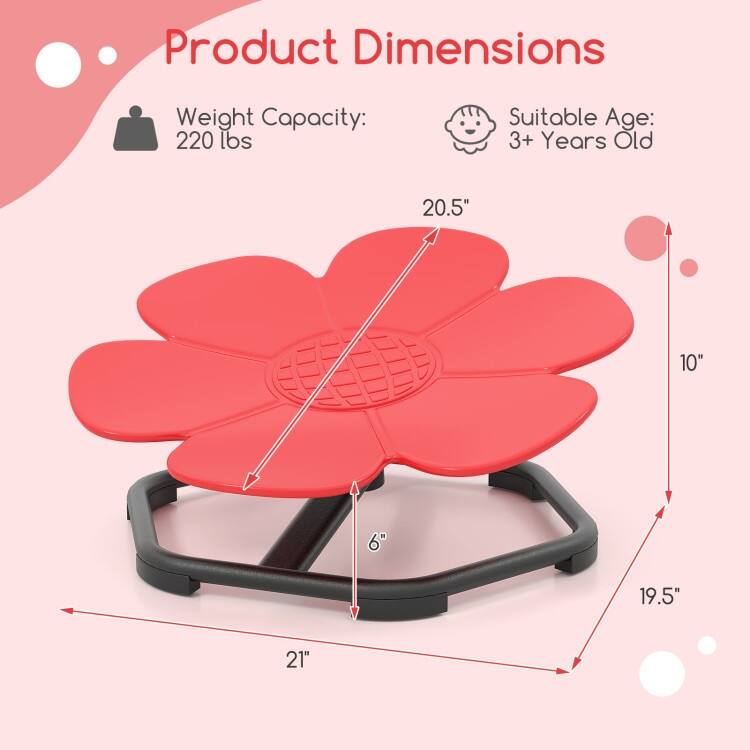 PP Kids Swivel Chair with 360-degree Spin, Petal Seat and Metal Base - 21" L x 19.5" W x 10" H
