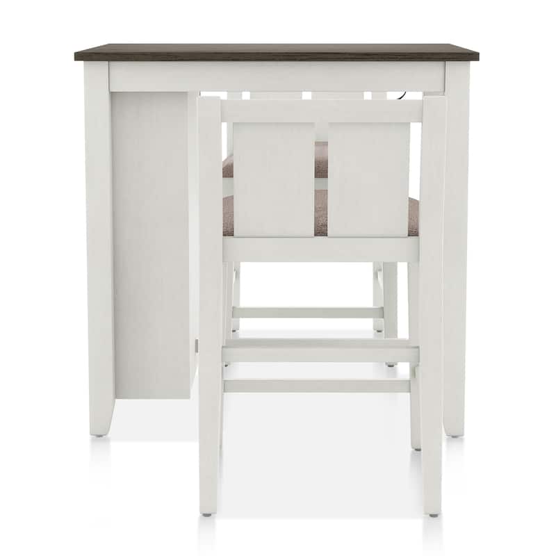 Furniture of America Vesper 3-Piece Counter Height Dining Set with Shelving