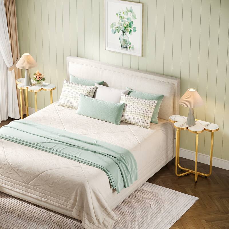 Gold Marble End/Side Table for Living Room - 25.9'' H X 23.6'' W X 21.6'' D