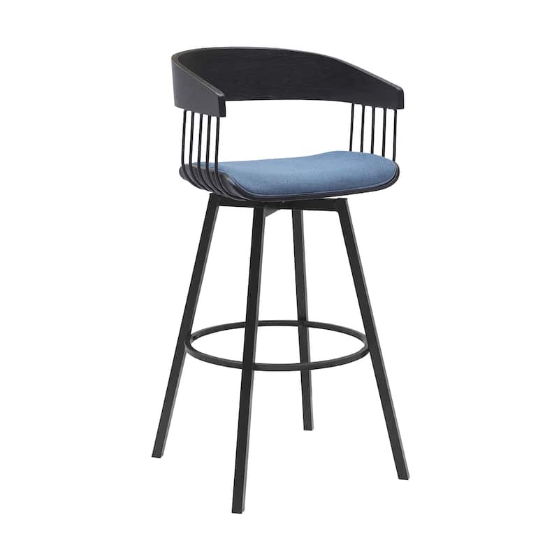 Athena Wood and Metal Upholstered Bar or Counter Swivel Stool