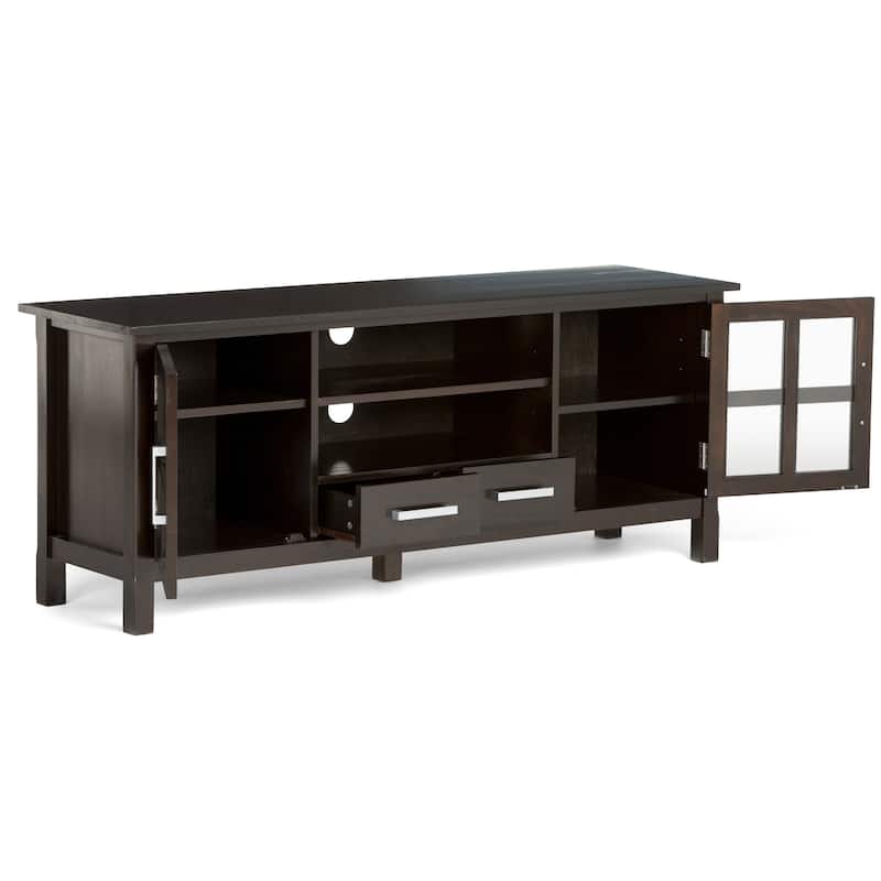 WYNDENHALL Waterloo SOLID WOOD 60 inch Wide Contemporary TV Media Stand For TVs up to 65 inches - 60"w x 17"d x 24" h
