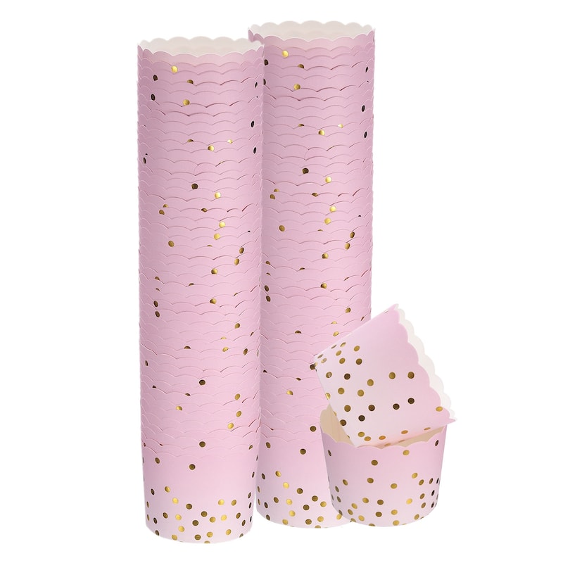 100Pcs Paper Baking Cups 6oz Cupcake Scalloped Muffins Liners
