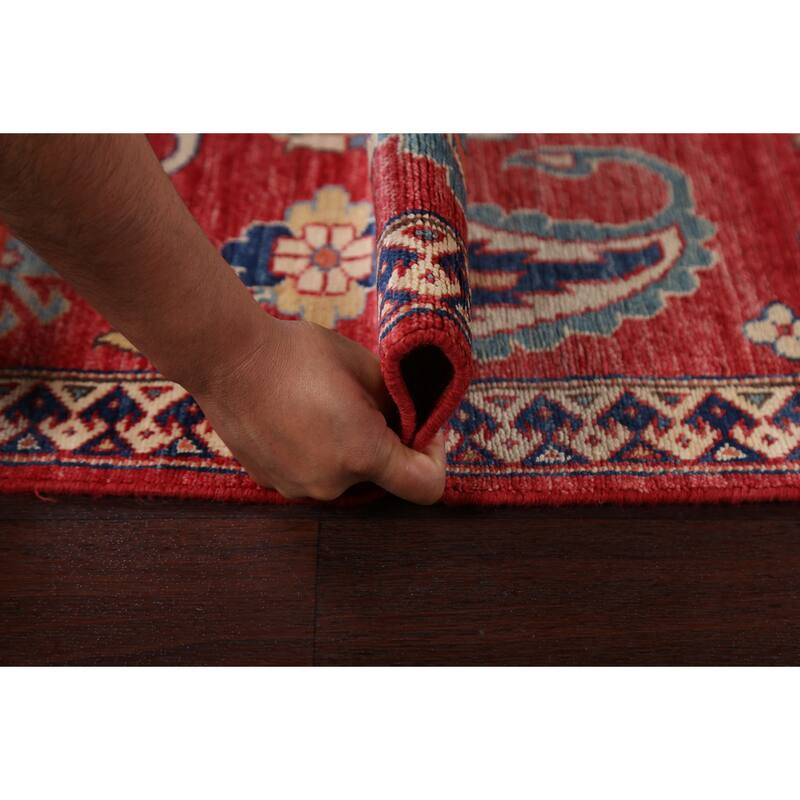 Vegetable Dye Geometric Paisley Super Kazak Area Rug Wool Hand-knotted - 2'10" x 5'0"