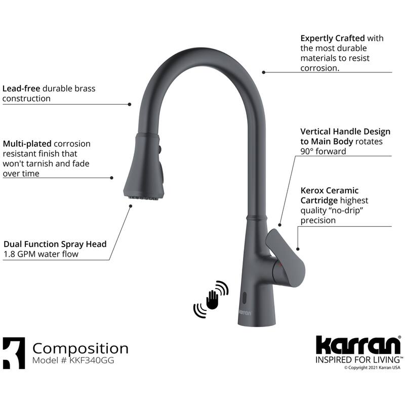 Karran USA KKF340 Kadoma 1.8 GPM Single Hole Kitchen Faucet