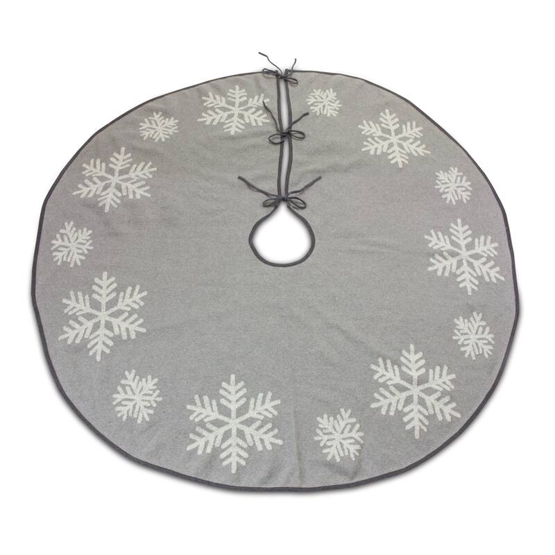 Snowflake Christmas Tree Skirt - 48" - Gray and White