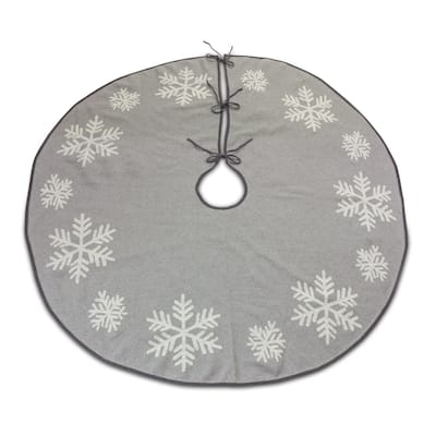 Snowflake Christmas Tree Skirt - 48" - Gray and White