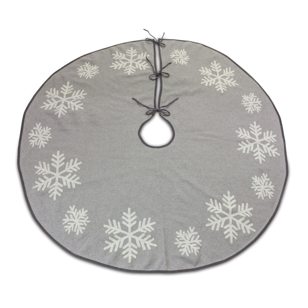 Snowflake Christmas Tree Skirt - 48" - Gray and White