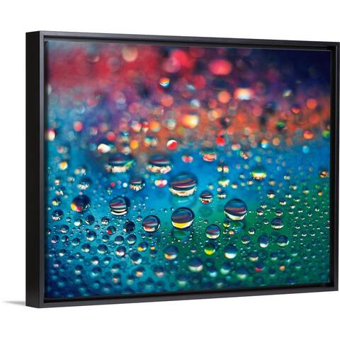 "Dew on the Rainbow Color, Close Up, Differential Focus, In Focus, Out Focus" Black Float Frame Canvas Art