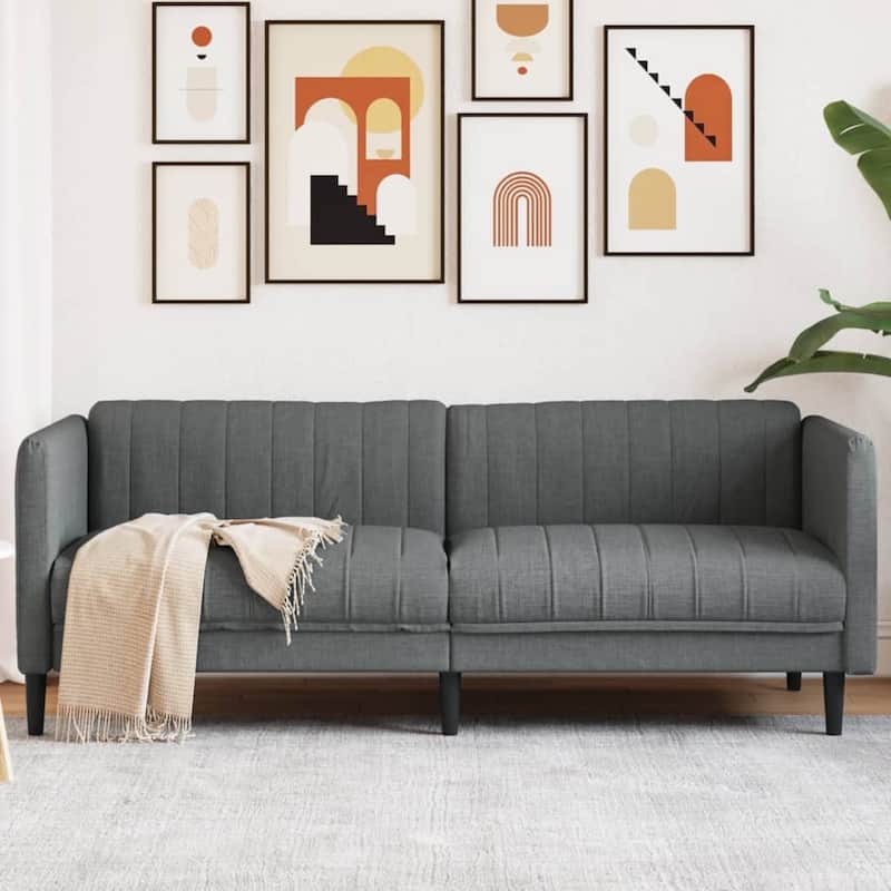 vidaXL Sofa Chair Upholstered Armchair Seating Living Room Faux Suede Leather - Dark grey 3-Seater - 30.1 x 76.0 x 29.3 in
