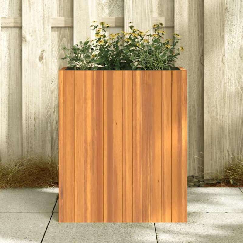 vidaXL Garden Planter Natural Solid Acacia wood 23.2 x 10.8 x 27.6 in - 10.8 x 23.2 x 27.6 in