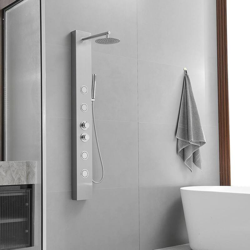 WIZ Rainfall Shower Tower Shower Panel System with Hand Shower