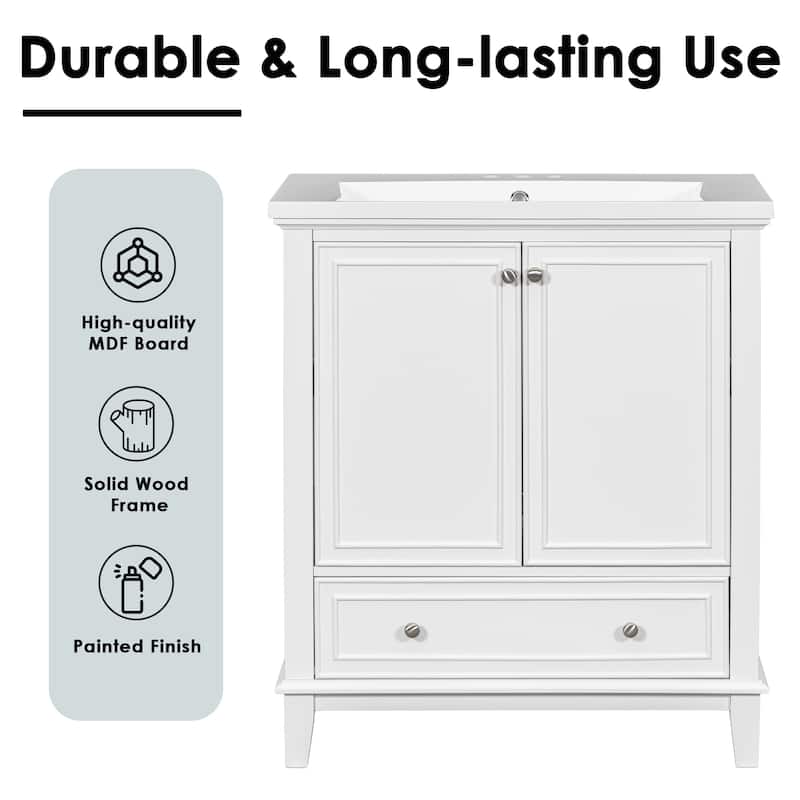 30" Bathroom Vanity without Sink,with Doors and Drawer