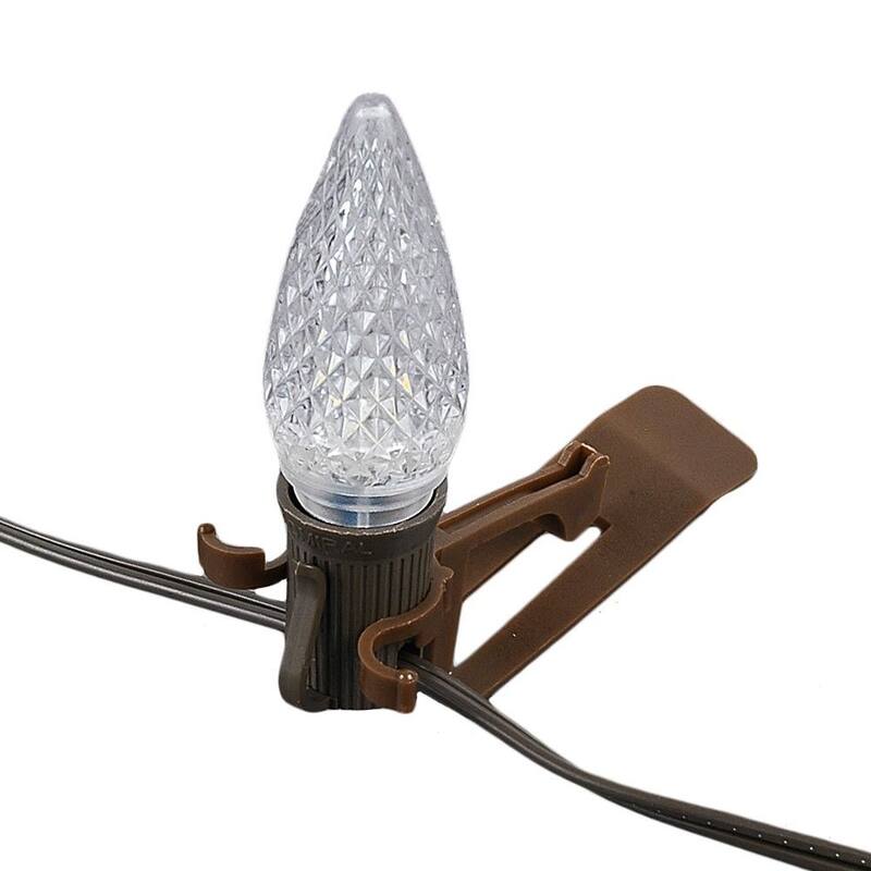 39032 All in One Clear Christmas Light Clip, C7/C9 Base, Shingle, 25 Pack - Brown