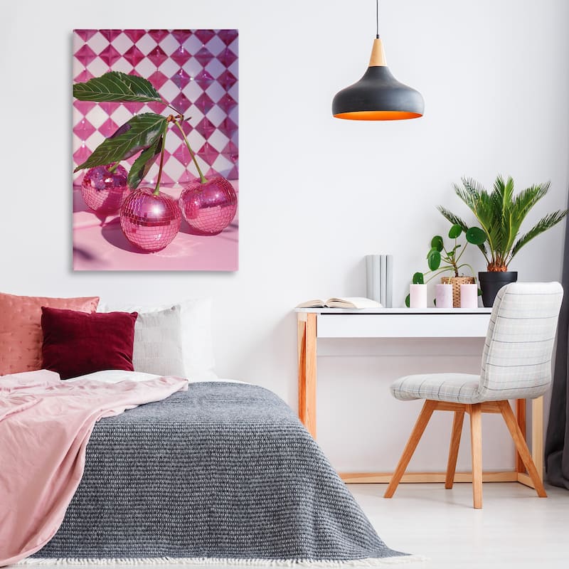 Stupell Groovy Cherry Disco Balls Canvas Wall Art Design By LSR Design Studio