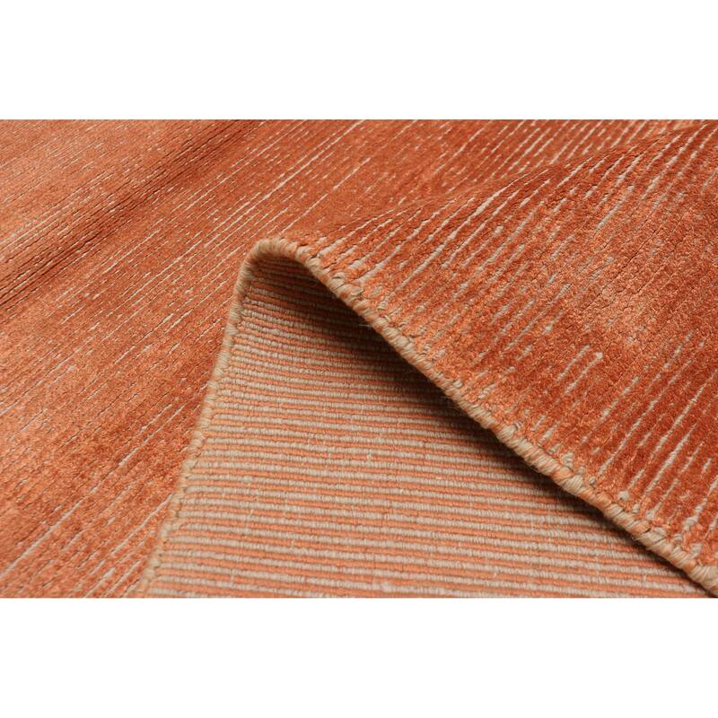 ECARPETGALLERY Hand Loomed Shimmer Copper Viscose, Wool Rug - 5'7 x 7'11