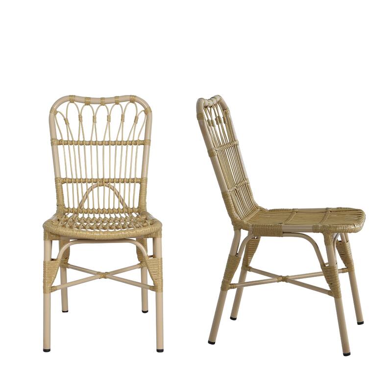 Outdoor Pe Wicker Patio Dining Chairs Set Of 2 (Excluding the table)