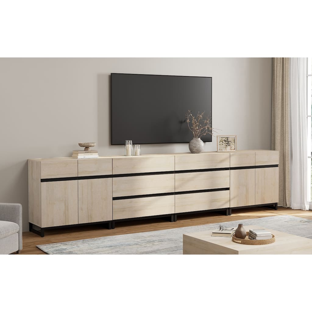 Modern TV Stand for TVs up to 120 inch, 4 in 1 TV Console with Adjustable Shelves and 6 Drawers, Media Console