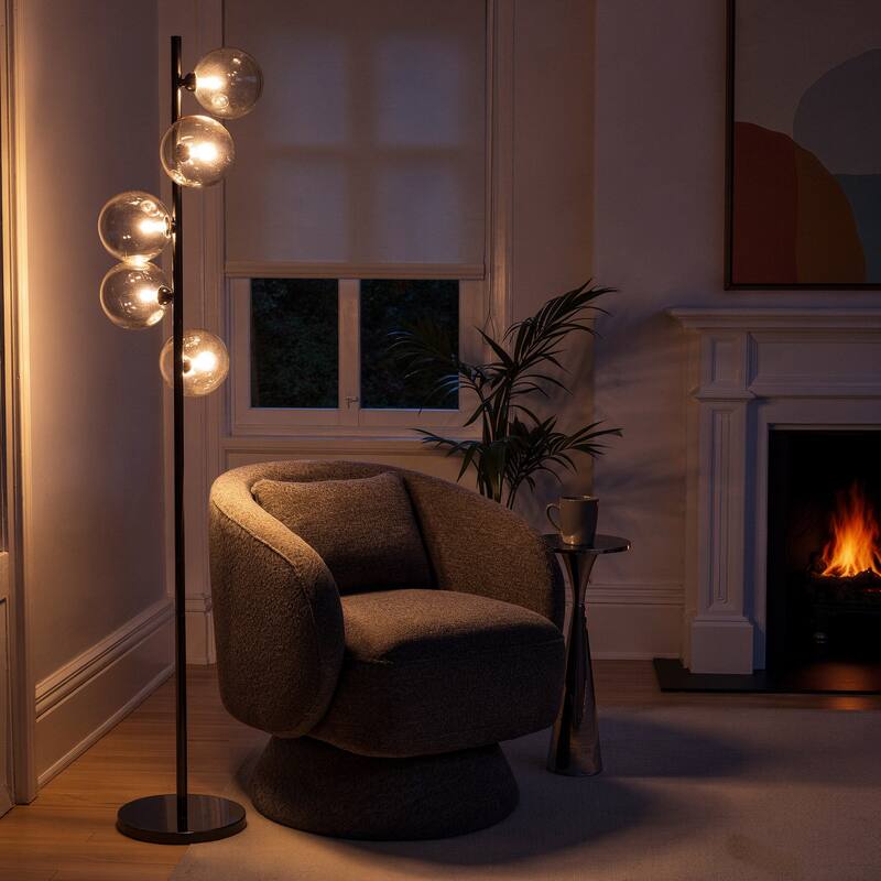 Porch & Den Bea 67" Metal Floor Lamp with Iridescent Sconces