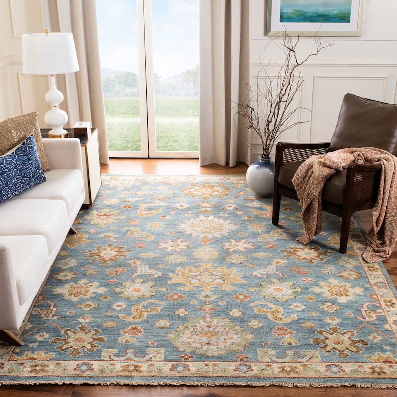 SAFAVIEH Hand-Knotted Samarkand Leeni Traditional Wool Rug - 6' x 9' - Blue
