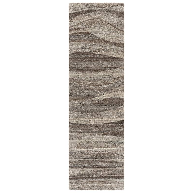 SAFAVIEH Handmade Oakwood Gislena Wool Rug - 2'3" x 8' Runner - Natural/Grey