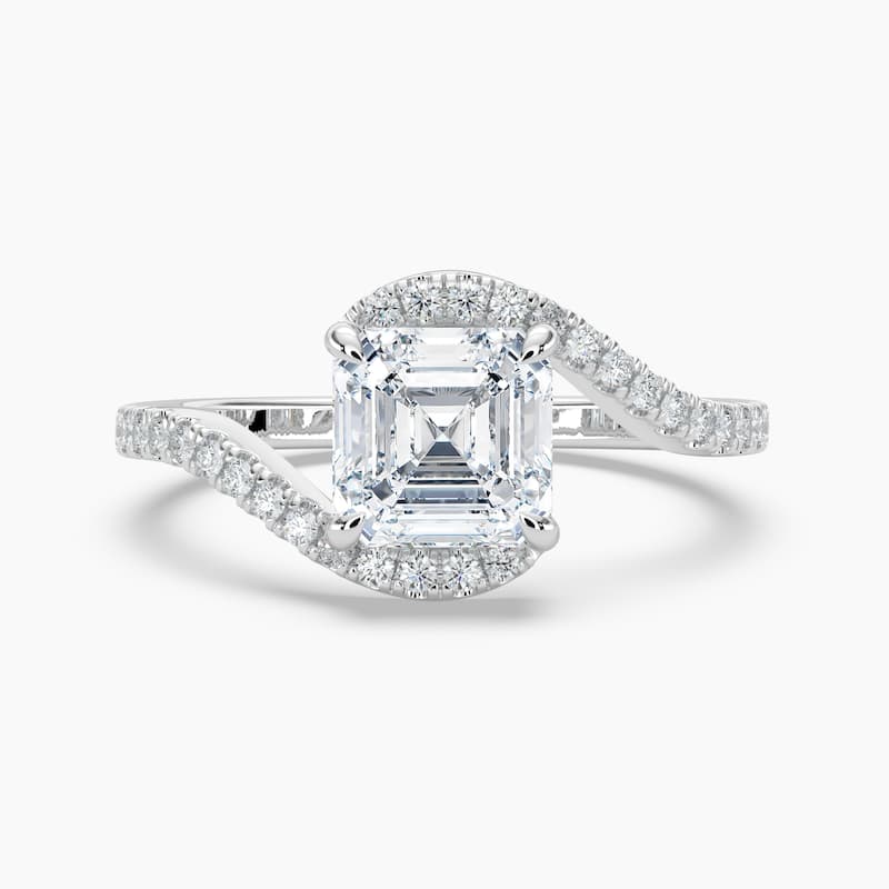 Auriya 14k Gold Asscher-cut Lab Grown Diamond Bypass Engagement Ring 1.00 to 5.00 ct. tw. (F-G, VS) - 5.00 carats - White - 9