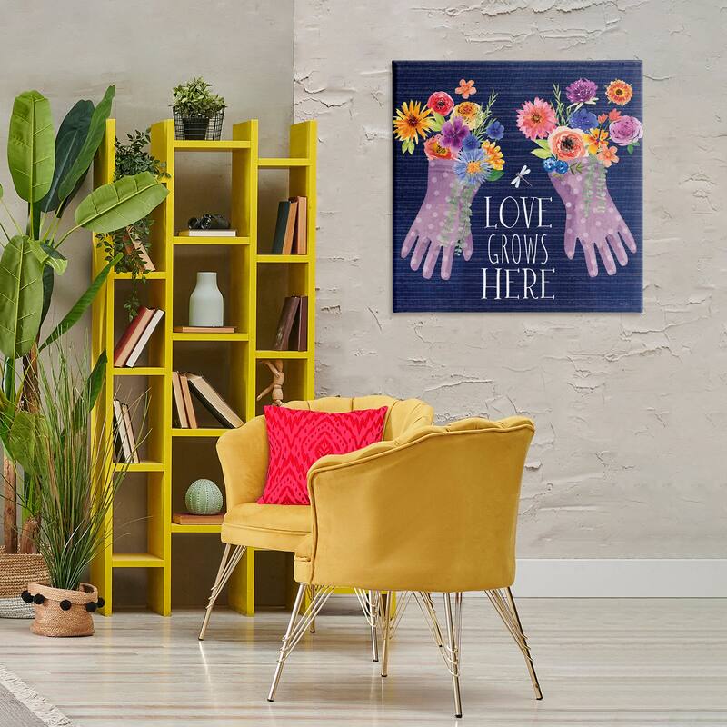 Stupell Love Grows Here Gardening Gloves Canvas Wall Art Design By Nicole DeCamp