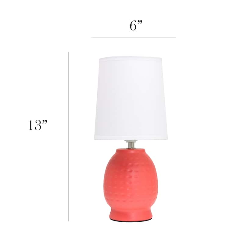 Ceramic Table Lamp with Fabric Shade for Small Spaces - 6 x 6 x 13 in. (L x W x H)