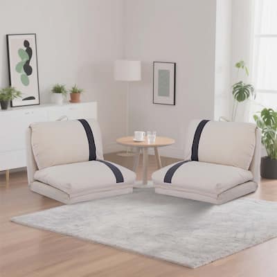 2-Piece Floor Sofa Bed with Adjustable Backrest, Sleeper Sofa with 5-Second Foldable, Upholstered Bean Bag Base & Pillow