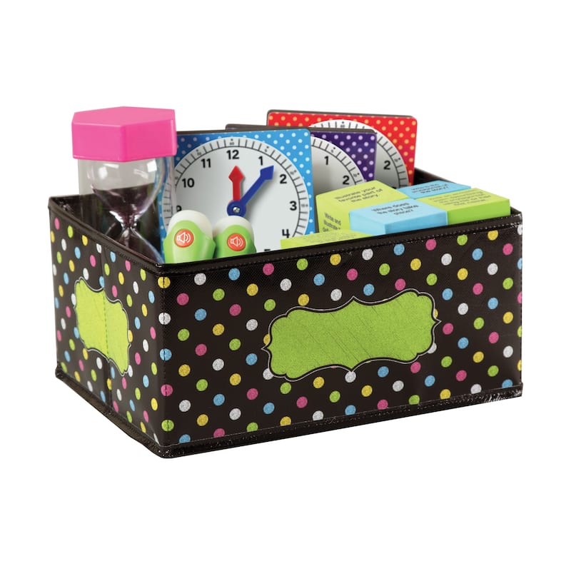 Teacher Created Resources Chalkboard Brights Small Storage Bin, 8" x 11" x 5", Pack of 2