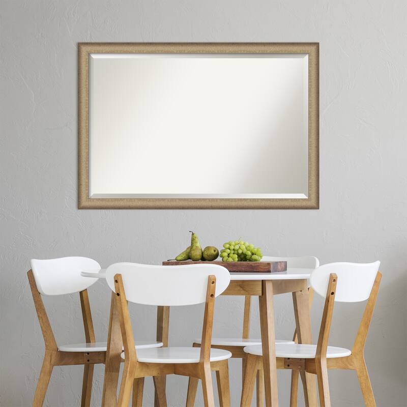 Beveled Wall Mirror - Elegant Brushed Bronze Narrow Frame
