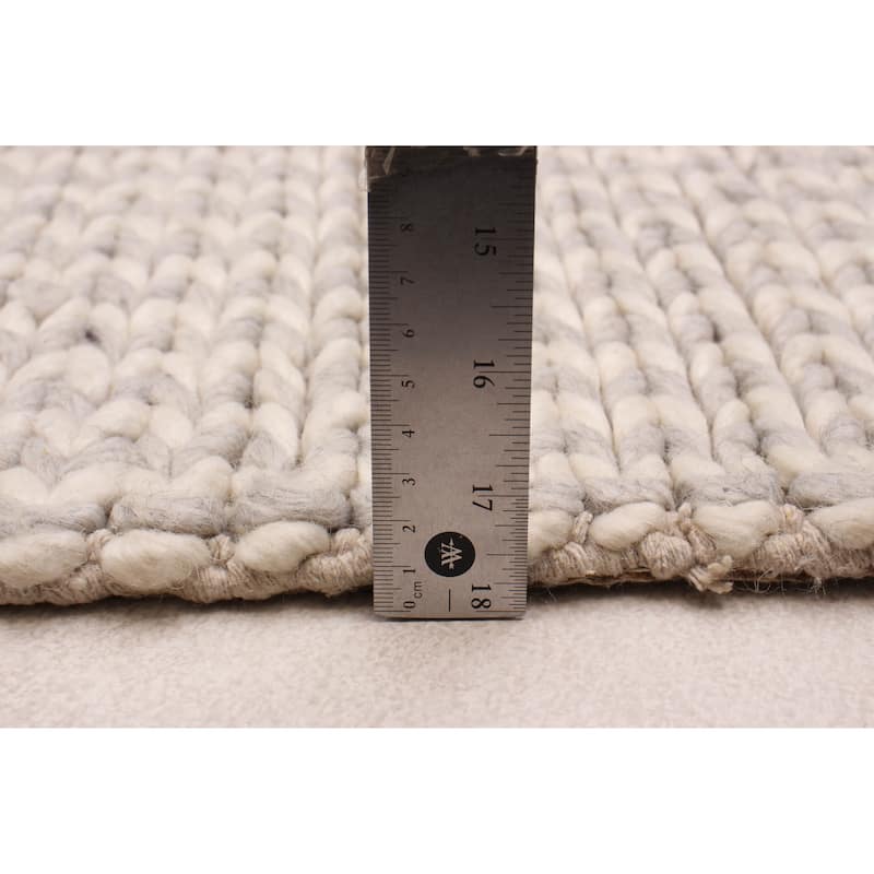 ECARPETGALLERY Braid weave Sienna Grey Wool Rug - 8'7 x 11'8