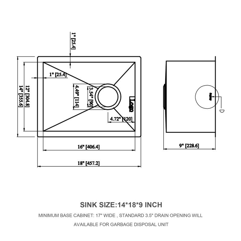 14 Inch Undermount Kitchen Sink 16 Gauge 9 Inch Deep Single Bowl Kitchen Sink Basin