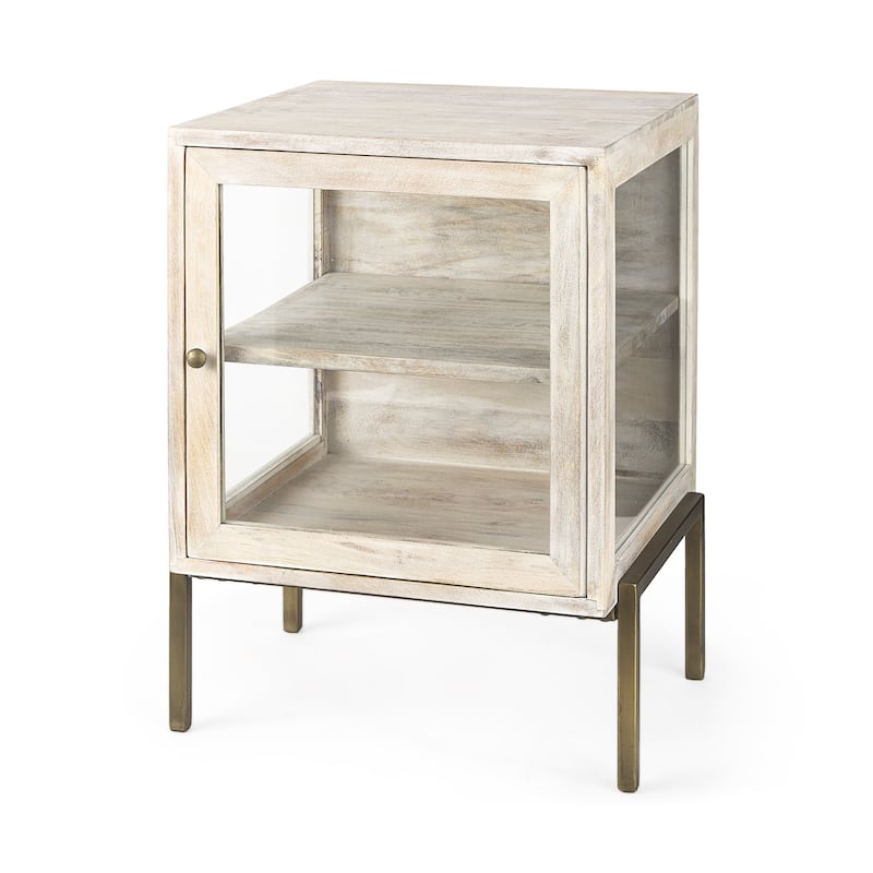 Arelius Light Brown Solid Wood w/ Black Metal Frame End/Side Table - 20.0L x 18.0W x 26.0H - White - Wood