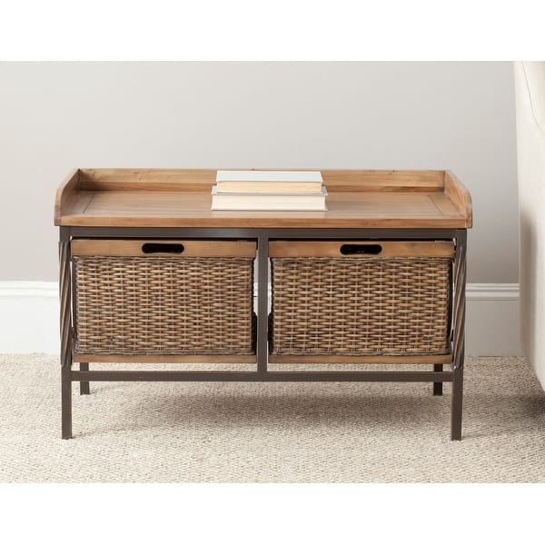 SAFAVIEH Noah Wooden Storage Bench 33" x 15.7" x 20" On Sale Bed
